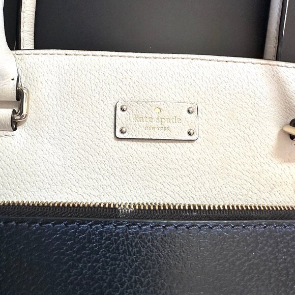 Kate Spade Black & Cream Leather Colorblock Tote Shoulder Bag — EUC - Picture 5 of 13